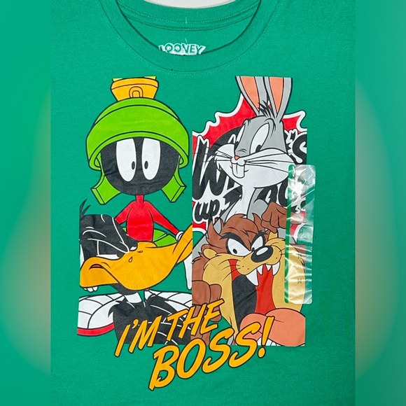 NWT Looney Tunes Shrit Women’s Size Medium Sleeveless Green Teal I’m The Boss - Picture 2 of 8